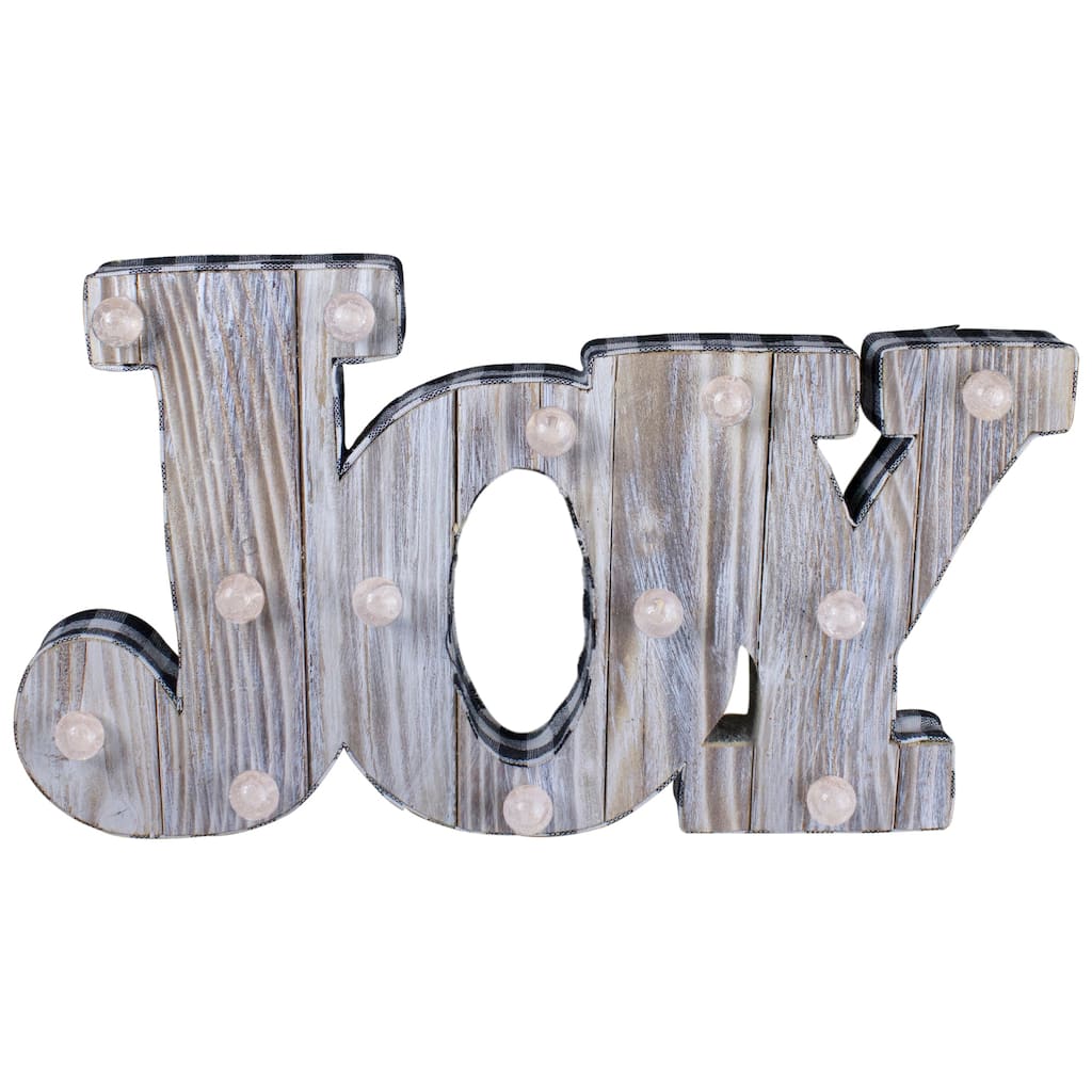 Lighted 3D Wooden "JOY" Christmas Decoration - 14"