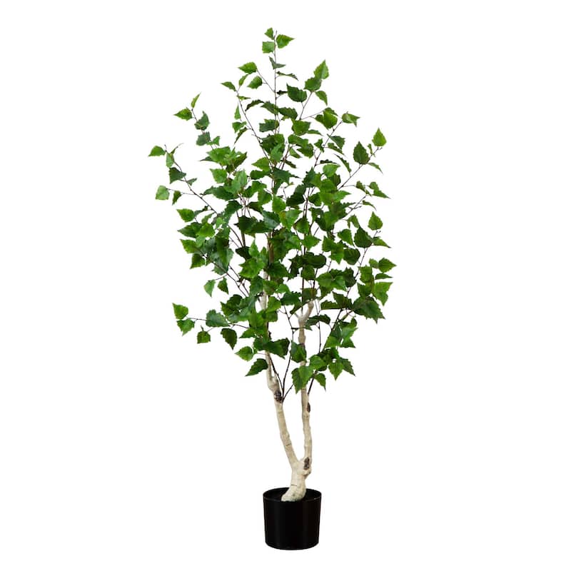 Artificial Potted Birch Tree - 5' - Green