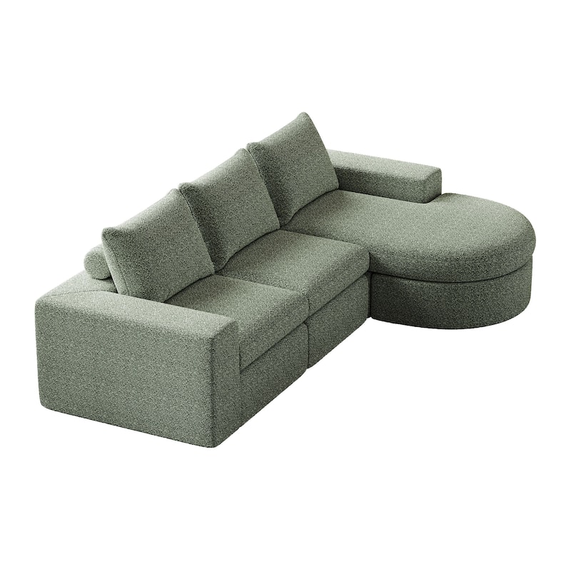99" Chenille L-Shaped Sectional Sofa with Chaise Lounge and Deep Seats, No Assembly Required