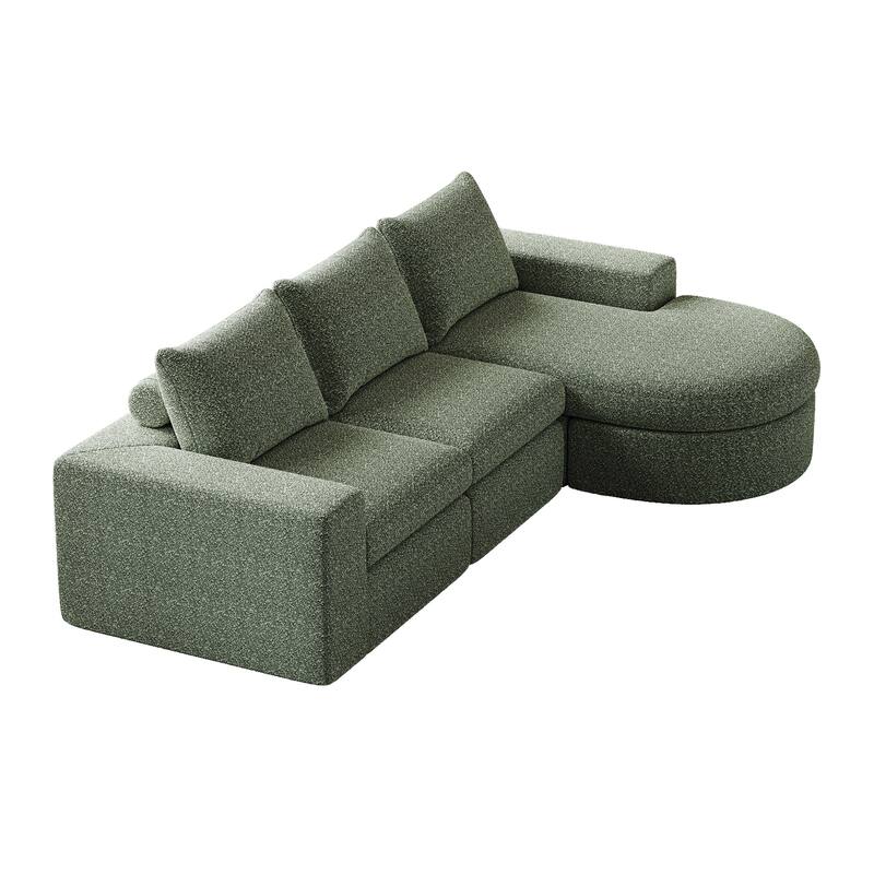 99-Inch Chenille Cloud Curved Sectional Sofa with Chaise, L-Shaped Modern Boneless Couch with Deep Seats,Sectional Sofa