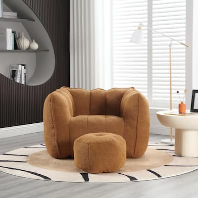 Soft Bean Bag Chair with Ottoman Foam Chips for Living Room & Bedroom