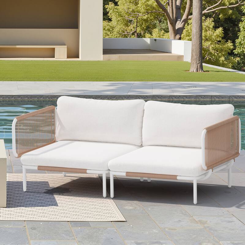 Sectional Sofa Set for Patio Outdoor Cushion Furniture DIY Free Combination - Beige
