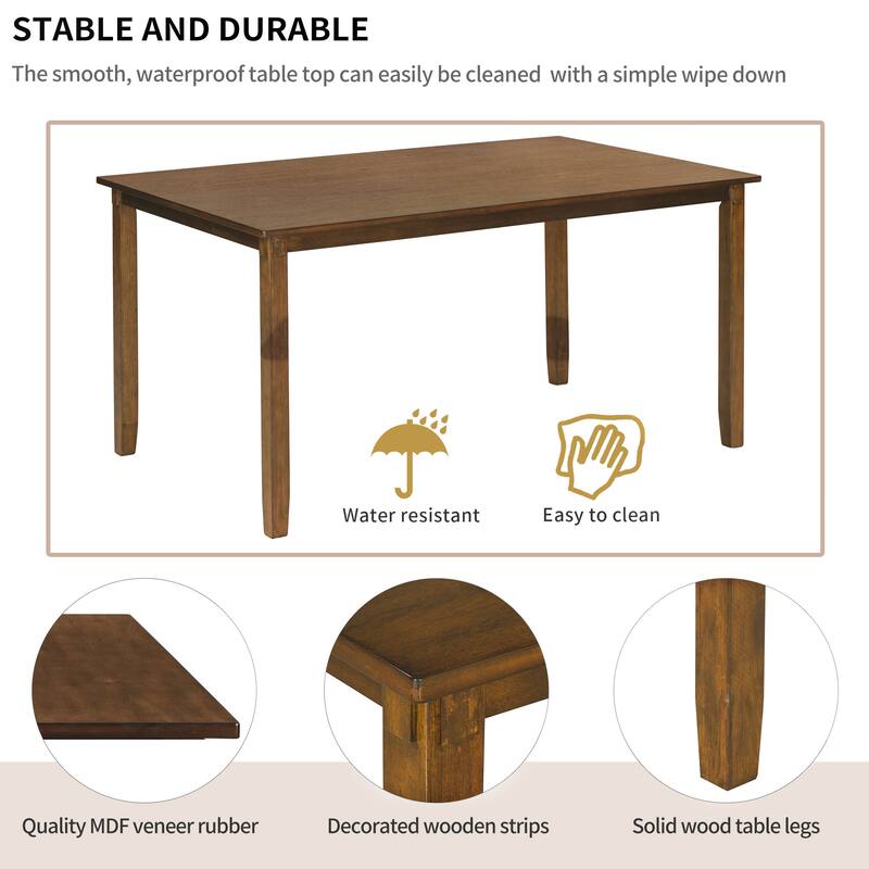 Traditional 6-Piece Wooden Dining Table Set with 4 Upholstered Chairs and Bench