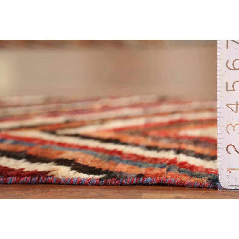 Chevron Style Moroccan Oriental Runner Rug Hand-Knotted Wool Carpet - 2'5" x 9'11"