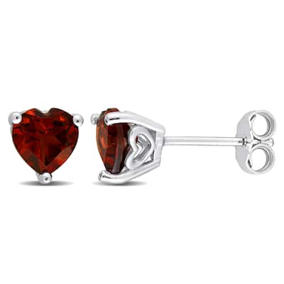 Miadora 1 1/2ct TGW Garnet Fashion Post Earrings in Sterling Silver