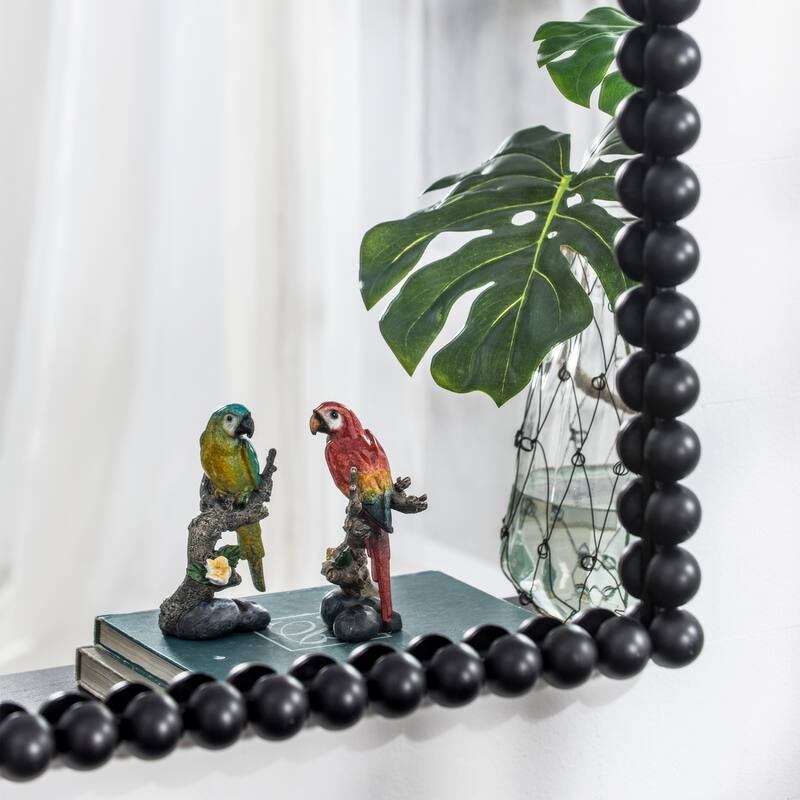 CUSchoice Wall Mirror with Elegant Metal Beaded Frame and Rectangular/Circle Black Mirror