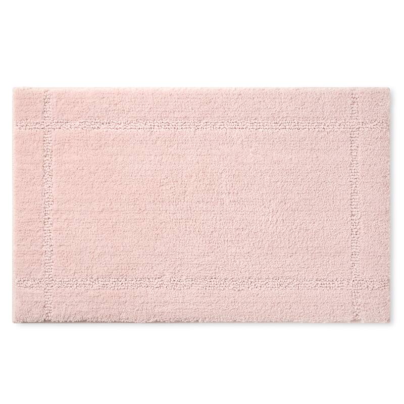 TOWN & COUNTRY EVERYDAY Ultra Plush Solid Tufted Border Bath Mat, Tufted Floor Mat, Non-Slip Backing, Machine Washable - Blush