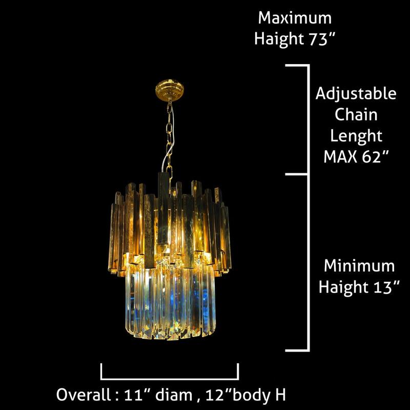 Crystal Luxury Gold Pendant Light 11 in Wide
