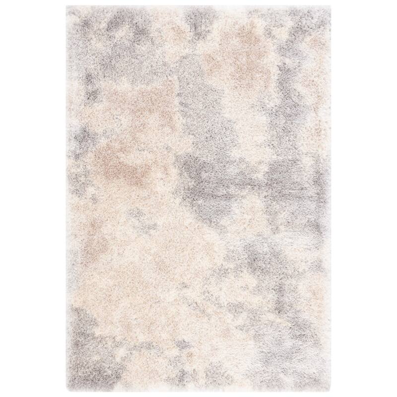 SAFAVIEH Cloud Shag Georgie Modern Abstract 2-inch Thick Rug - 4' x 6' - Ivory/Grey