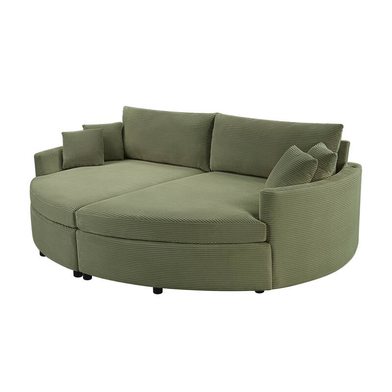 102.3" Oversized Double Chaise Lounge Sofa, Corduroy Upholstered Sleeper Sofa Bed 2 Seat Sofa Loveseat with USB Ports