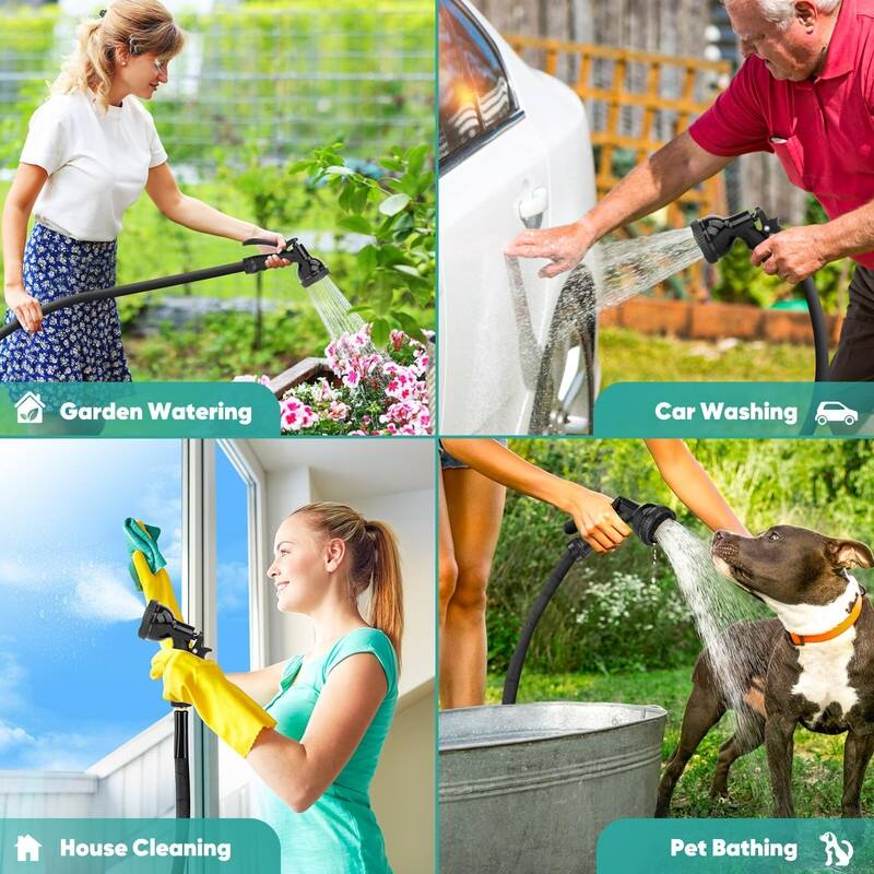 100ft Non-Expanding Garden Hose with 10-Function Nozzle
