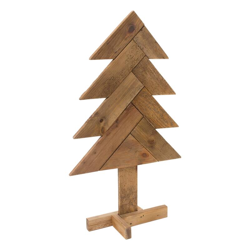 set of 2 rustic pine christmas tree tabletop decorations 22"