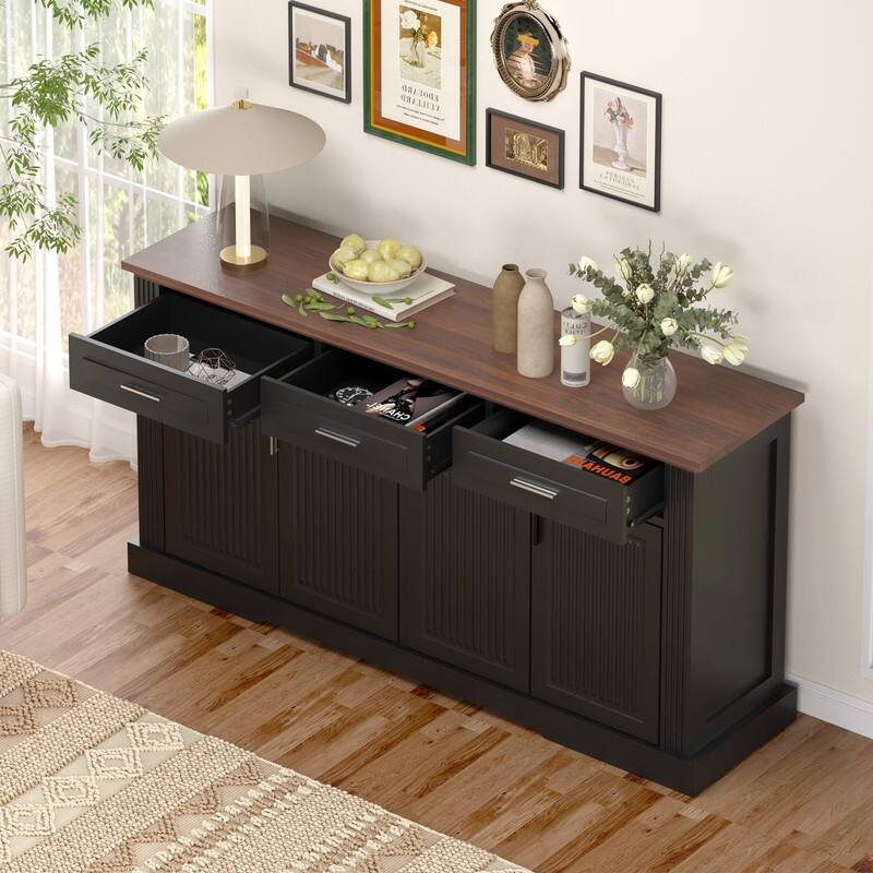 63" Sideboard Buffet Cabinet with Storage and Adjustable Shelves for Stylish Home Organization