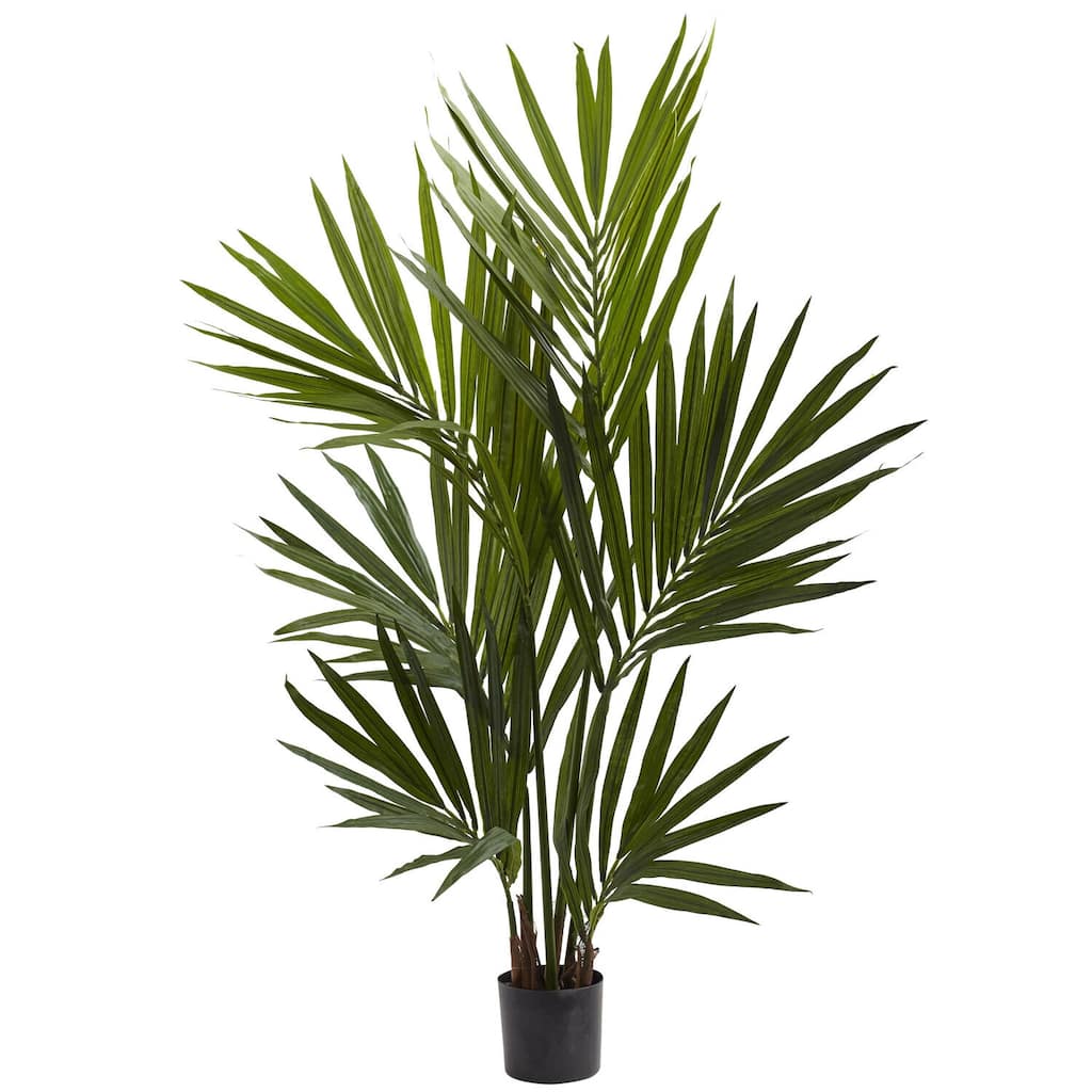 4ft Palm Tree Indoor - Bohemian Silk Faux Plant Decor, 24"D x 32"W x 48"H - 4ft.