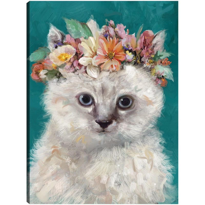 Flower Power Kitty I By Studio Arts Canvas Art Print