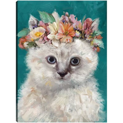 Flower Power Kitty I By Studio Arts Canvas Art Print
