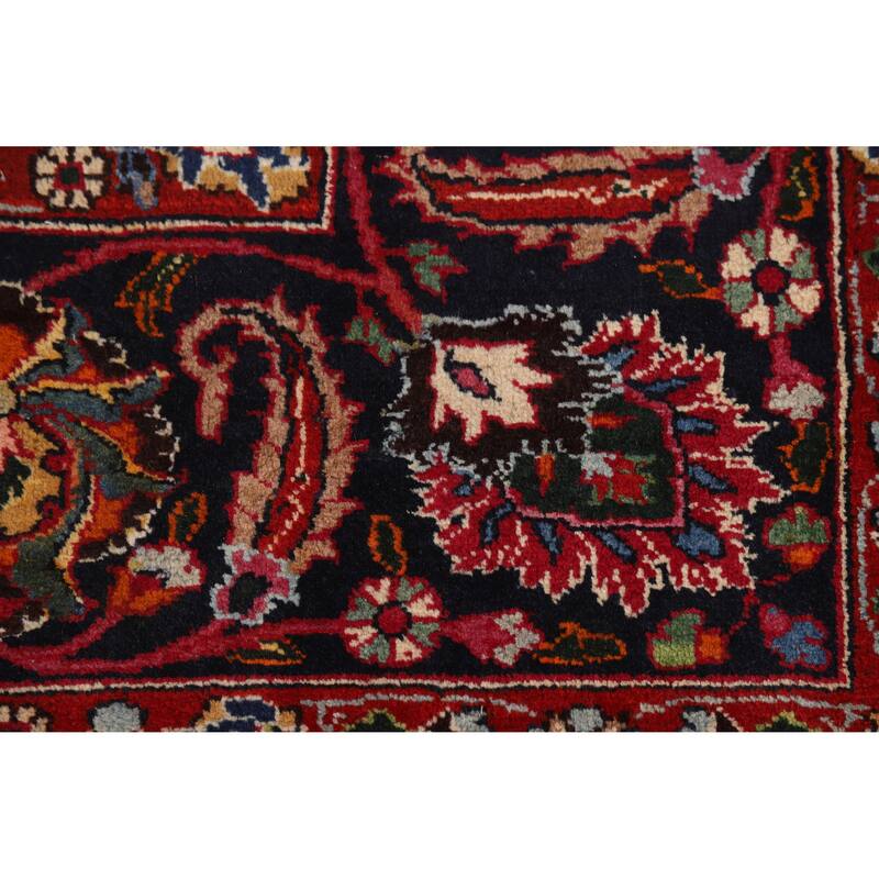 Hand Knotted Oriental 100% Wool Carpet Traditional Floral Red Mashad Area Rug - 16' 4'' X 10' 0''