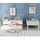 preview thumbnail 4 of 25, Twin Size Solid Pinewood Bunk Beds with Safety Rail, Movable Trundle, Ladder, and Full Length Guardrails