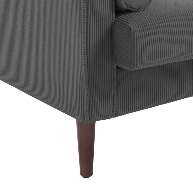 Corduroy Upholstered Accent Chair with Bolster Pillows Set of 2
