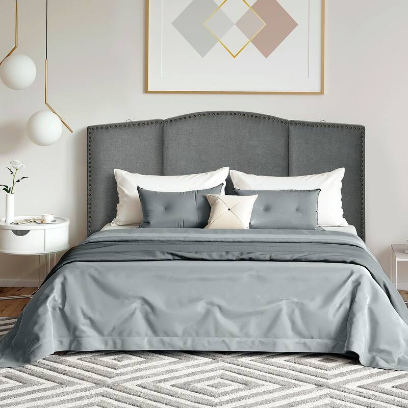 HOMCOM Upholstered Headboard, Bedhead Board with Nail Head Trim, Home Bedroom Decoration for 58.25'' Bed