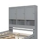 preview thumbnail 11 of 10, Storage Platform Bed with Headboard 9 Shelves and 4 Drawers, Gray