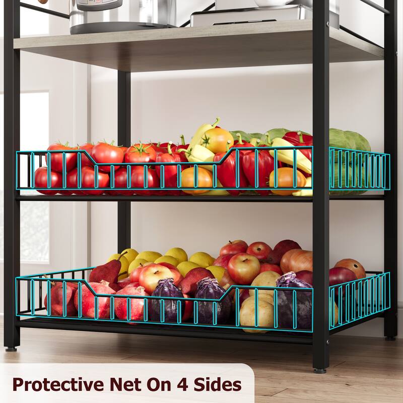 Kitchen Bakers Rack, Microwave Oven Stand with 2 Large Wire Basket