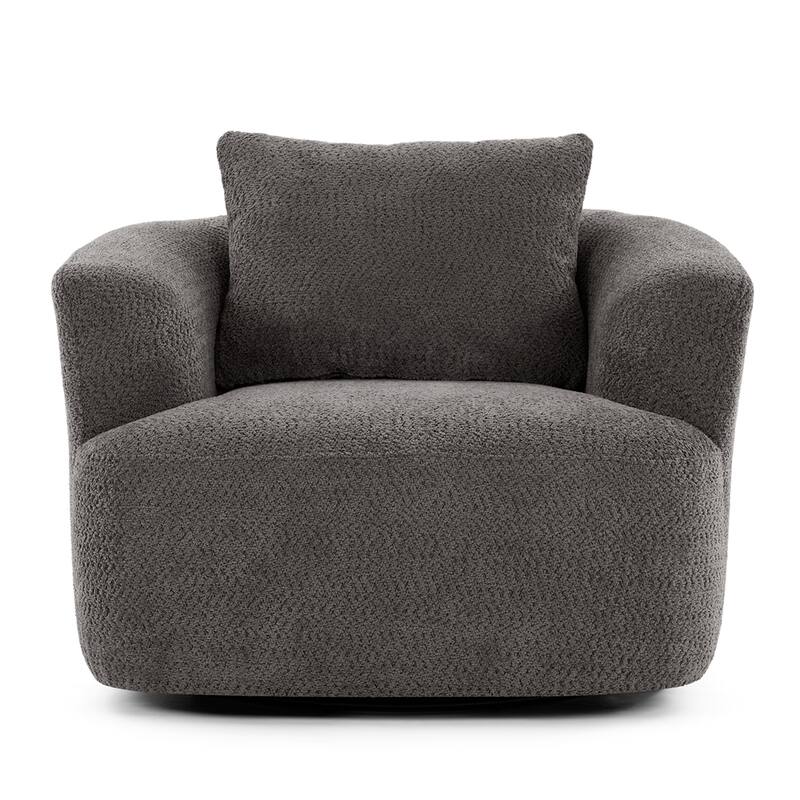 Chenille Upholstered Swivel Barrel Sofa Chair