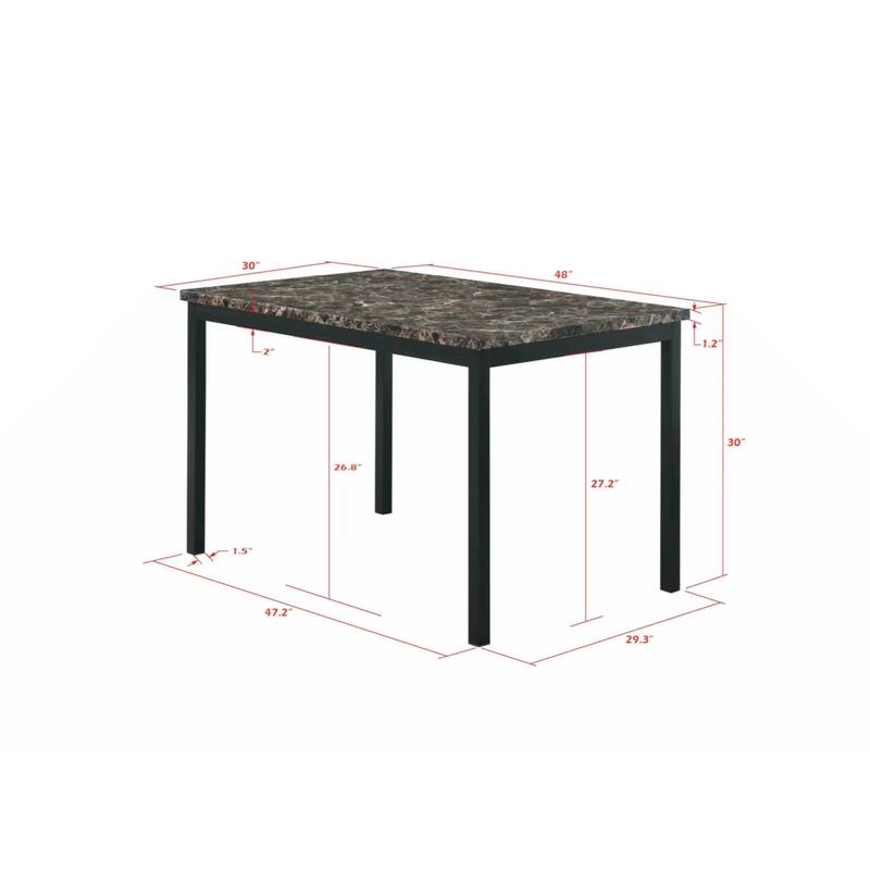 Furniture 5 Piece Metal Dinette Set with Faux Marble Top - Black,dinning set,table&4 chairs