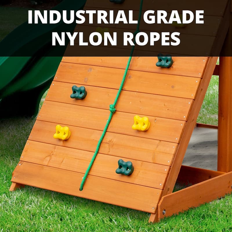 Gorilla Playsets Avalon Wooden Swing Set with Wood Roof and Monkey Bars - Amber