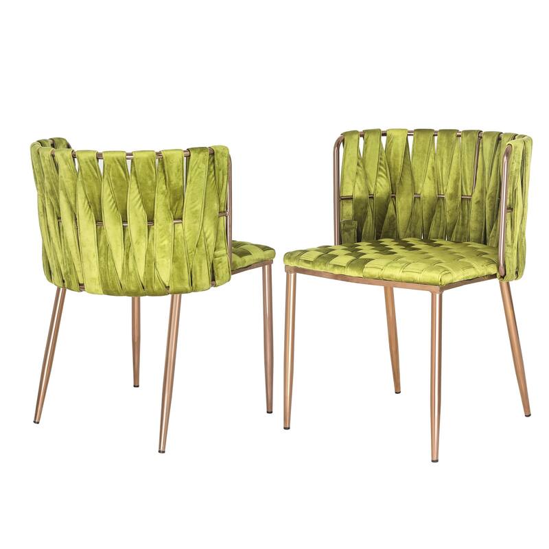 Adeco Set of 2 Velvet Accent Chairs for Living Room