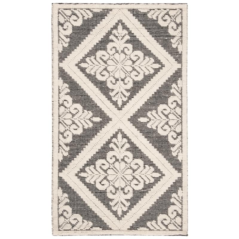 SAFAVIEH Handmade Vermont Davina Wool Rug - 2'3" x 4' - Ivory/Black