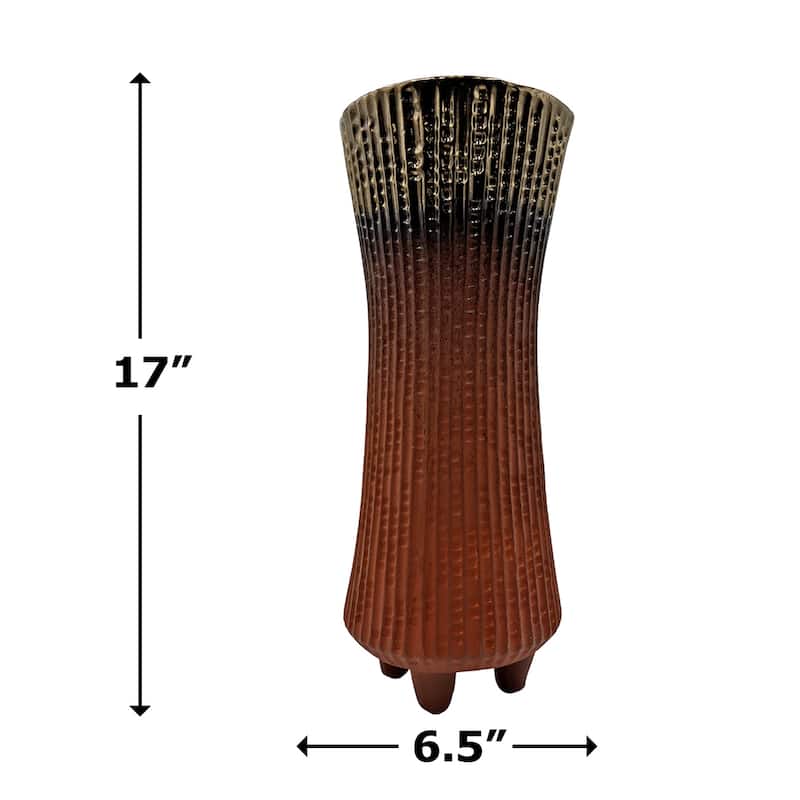 17 Inch Tall Modern Brown Ceramic Vase