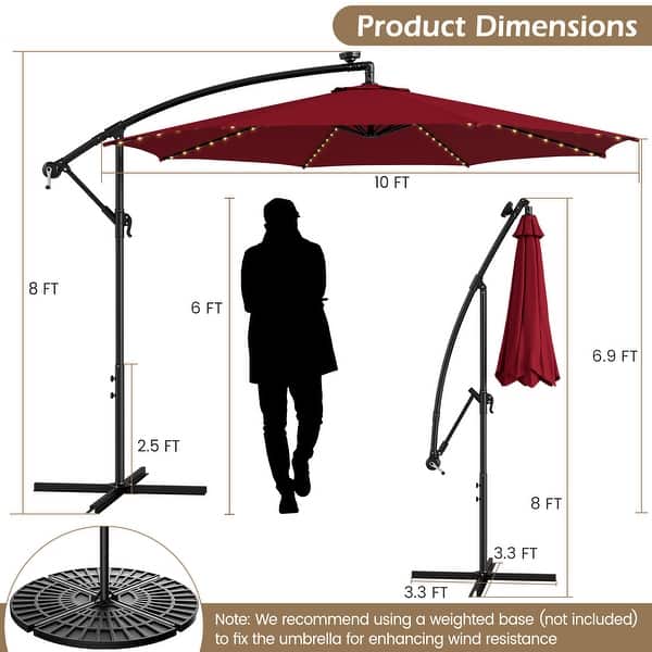 best patio umbrella lights for outdoors Solar LED Offset Patio Umbrella 10 ft