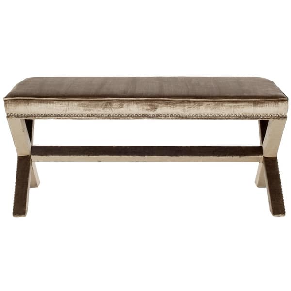 slide 1 of 3, Safavieh Melanie Champagne Extended X-Bench - 42.5" x 21.3" x 19.3"