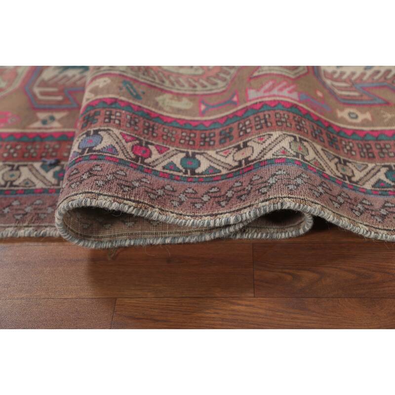 Tribal Meshkin Persian Vintage Runner Rug Hand-Knotted Wool Carpet - 3'11" x 10'5"