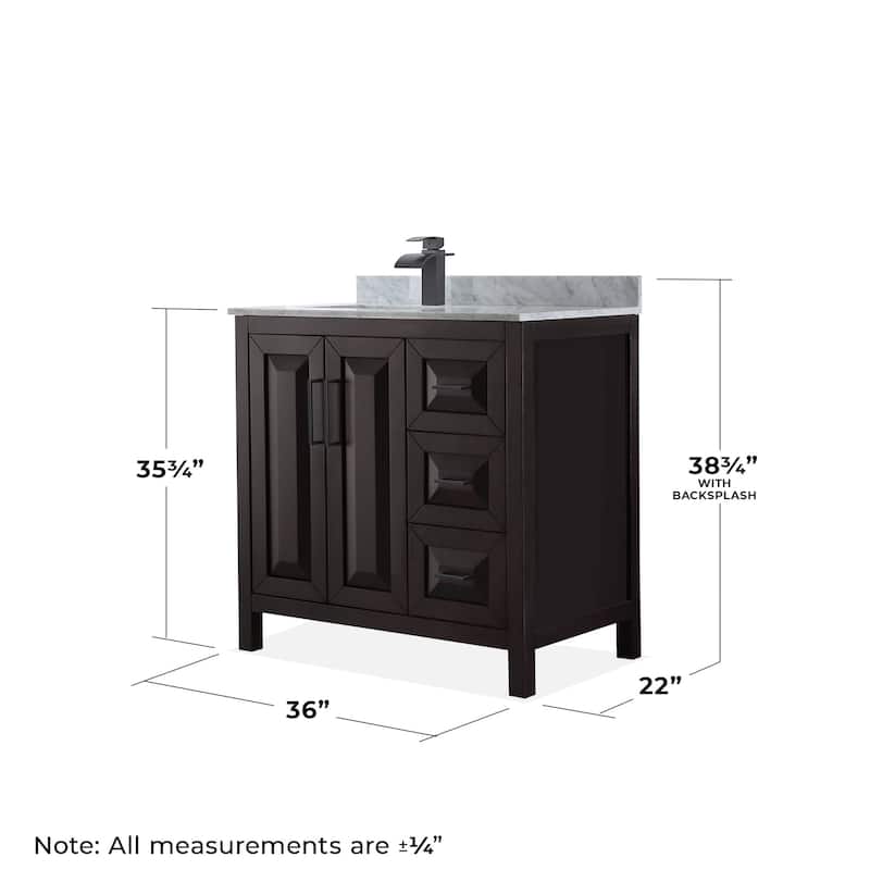 Wyndham Collection Daria 36" Free Standing Single Vanity Set with MDF