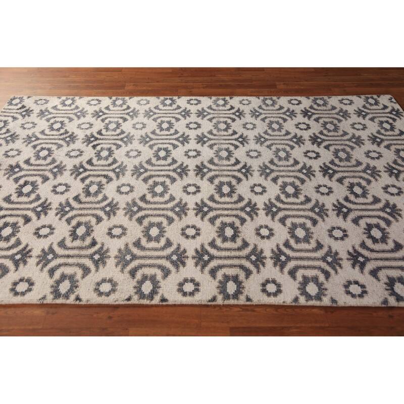 All-Over Geometric Moroccan Oriental Rug Hand-Knotted Wool Carpet - 4'1" x 7'11"