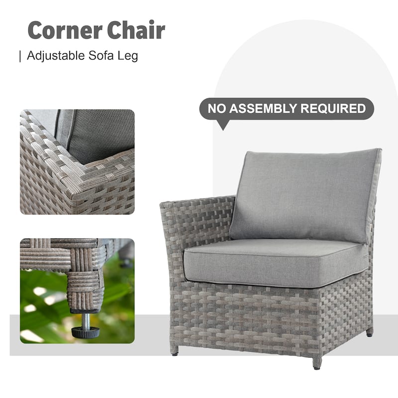 XIZZI 10-piece Outdoor Patio Furniture Rattan Wicker Conversation Sofa Set with Fire Pit