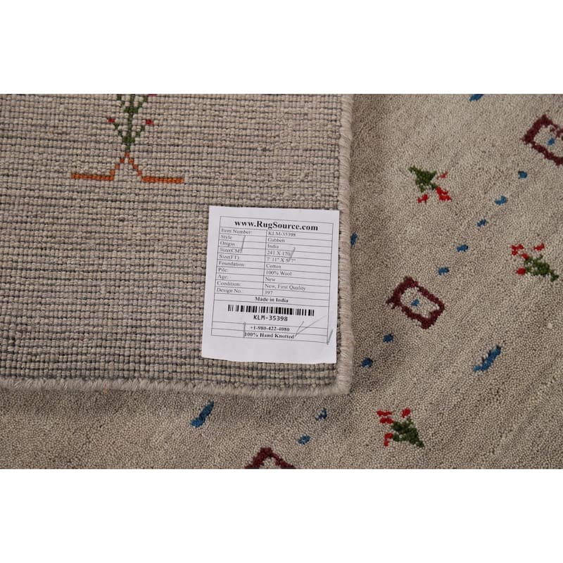 Tribal Gabbeh Oriental Rug Hand-Knotted Modern Wool Carpet - 5'7"x 7'11"