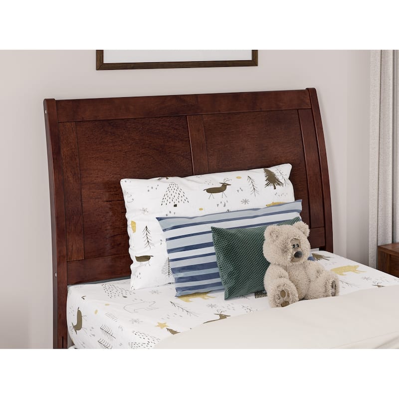 AFI Portland Twin Size Platform Bed with Matching Footboard & Storage Drawers in Walnut