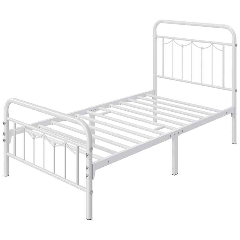 Yaheetech Metal Platform Bed Frame with Vintage Headboard and Footboard Metal Bed Base