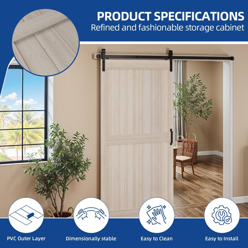 30''/36''/48'' x 84'' Manufactured Wood PVC Paneled Barn Door with Installation