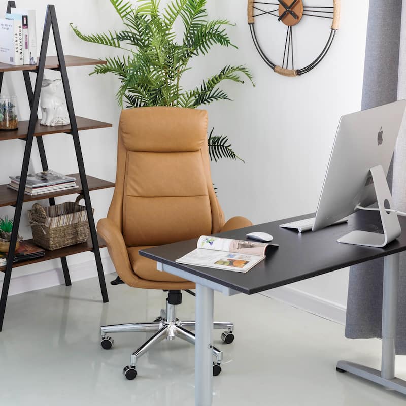 Glitzhome Modern High Back Adjustable Swivel Office Chair with Wheels Ergonomic