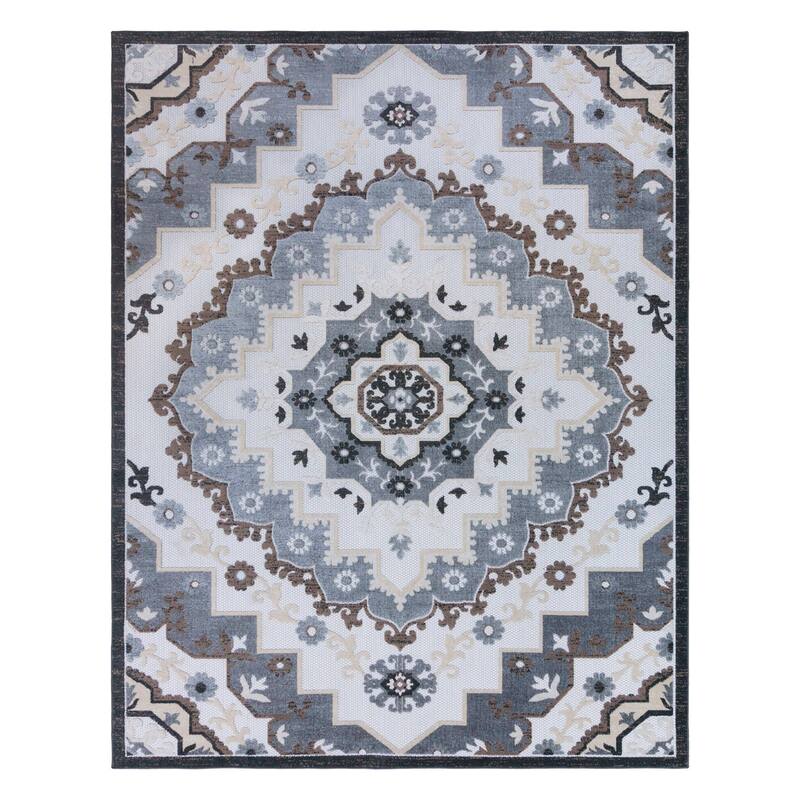 Gertmenian Kalari Modern Bold Multicolored High-Low UV Protected Polypropylene Woven Indoor/ Outdoor Area Rug Collection