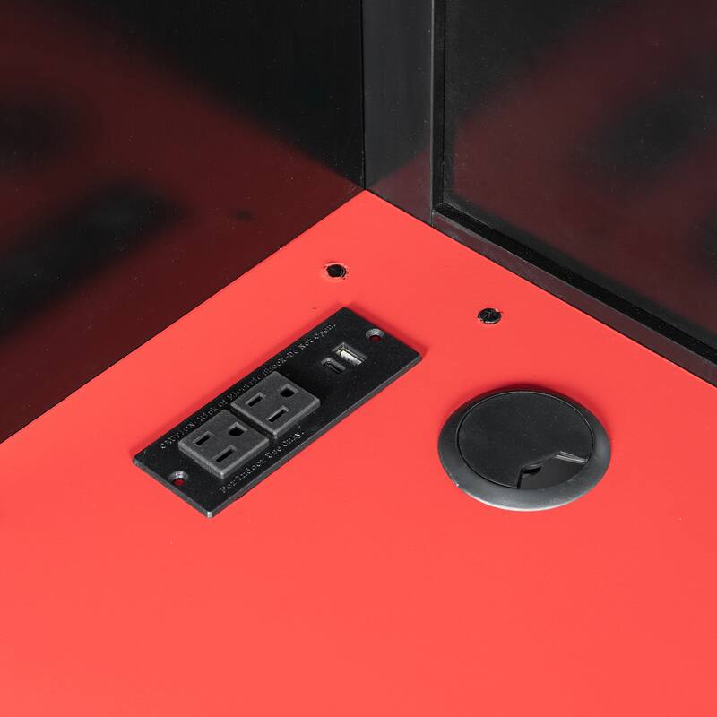 Esports Twin Loft Bed with Desk, Multi-storage Shelves and Light Strip