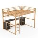 preview thumbnail 7 of 14, Full Metal Loft Bed w/Desk, Drawers & Bedside Tray, Charging, USB Ports & Socket, Metal Bed Frame with Ladder & Guardrails
