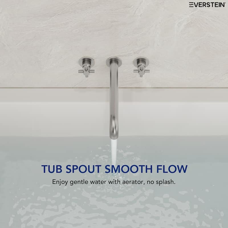 Double Handle Wall Mounted Tub Filler High Flow Tub Faucet Trim