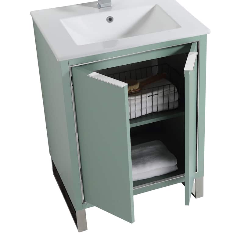 Fine Fixtures Opulence Collection Bathroom Vanity with White Ceramic Sink