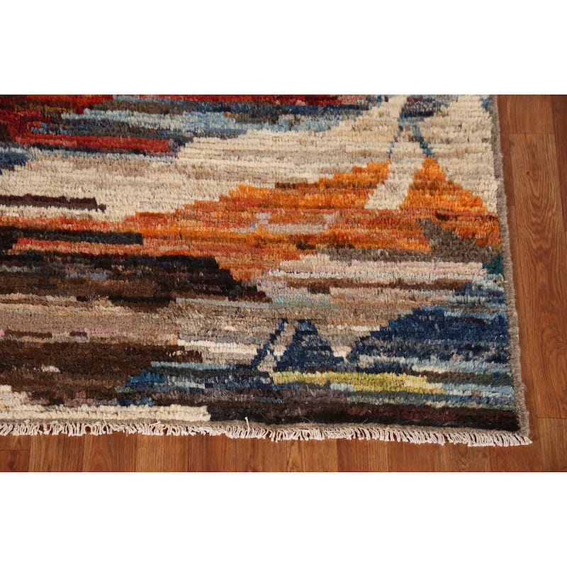 Abstract Moroccan Oriental Rug Handmade Wool Carpet - 4'0" x 5'11"