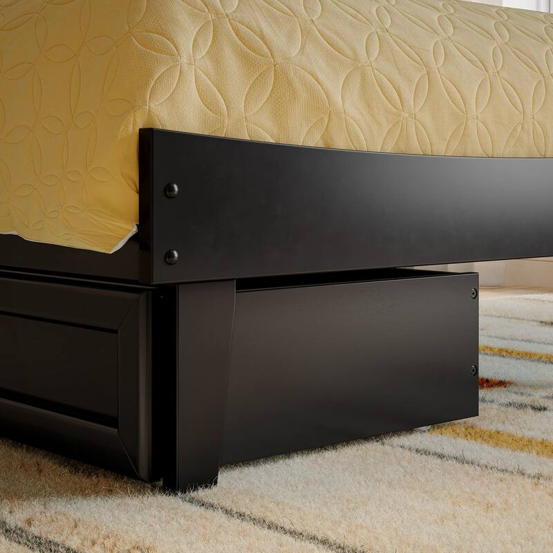 Phoenix Wood Platform Bed with Storage Drawers